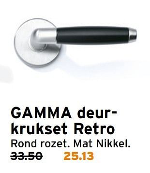 Aanbiedingen Gamma deurkrukset retro - Huismerk - Gamma - Geldig van 01/05/2017 tot 07/05/2017 bij Gamma