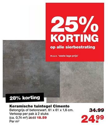 Aanbiedingen Keramische tuintegel cimento - Huismerk - Praxis - Geldig van 01/05/2017 tot 07/05/2017 bij Praxis