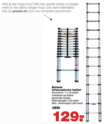 Aanbiedingen Batavia telescopische ladder - Batavia - Geldig van 01/05/2017 tot 07/05/2017 bij Praxis