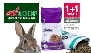 Aanbiedingen Science selective konijn - Selective - Geldig van 01/05/2017 tot 07/05/2017 bij Welkoop