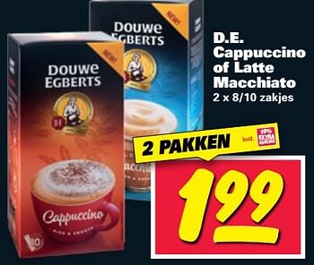 Aanbiedingen D.e. cappuccino of latte macchiato - Douwe Egberts - Geldig van 01/05/2017 tot 07/05/2017 bij Nettorama