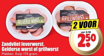 Aanbiedingen Zandvliet leverworst, gelderse worst of grillworst - Zandvliet - Geldig van 04/05/2017 tot 07/05/2017 bij Lekker Doen