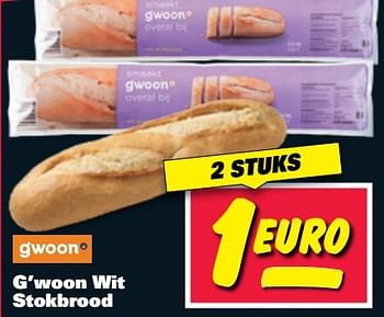 Aanbiedingen G`woon wit stokbrood - Gâ€™woon - Geldig van 01/05/2017 tot 07/05/2017 bij Nettorama