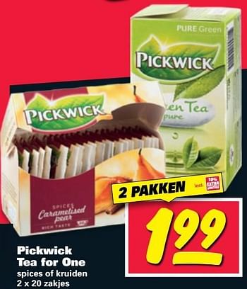 Aanbiedingen Pickwick tea for one - Pickwick - Geldig van 01/05/2017 tot 07/05/2017 bij Nettorama