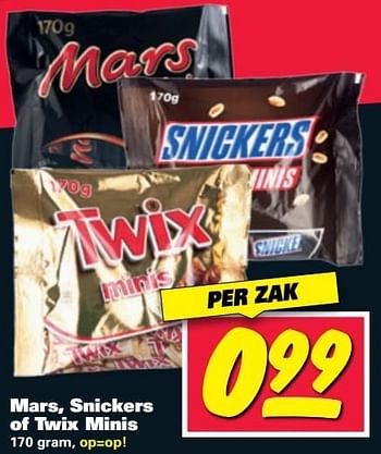 Aanbiedingen Mars, snickers of twix minis - Mars Snacks - Geldig van 01/05/2017 tot 07/05/2017 bij Nettorama