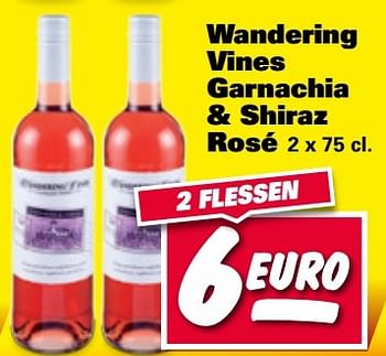 Aanbiedingen Wandering vines garnachia + shiraz rosé - Rosé wijnen - Geldig van 01/05/2017 tot 07/05/2017 bij Nettorama