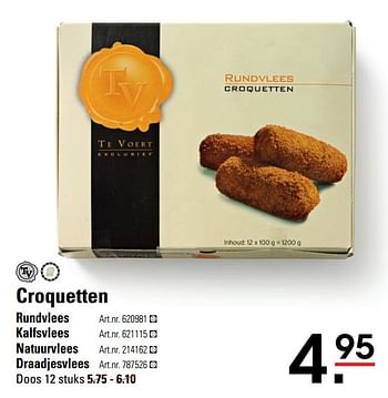 Aanbiedingen Croquetten rundvlees - Te Voert - Geldig van 20/04/2017 tot 08/05/2017 bij Sligro