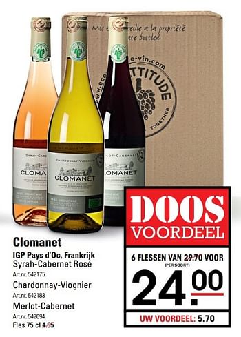 Aanbiedingen Clomanet - Rosé wijnen - Geldig van 20/04/2017 tot 08/05/2017 bij Sligro