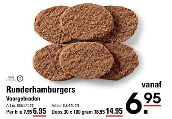 Aanbiedingen Runderhamburgers voorgebraden - Kaldenberg - Geldig van 20/04/2017 tot 08/05/2017 bij Sligro