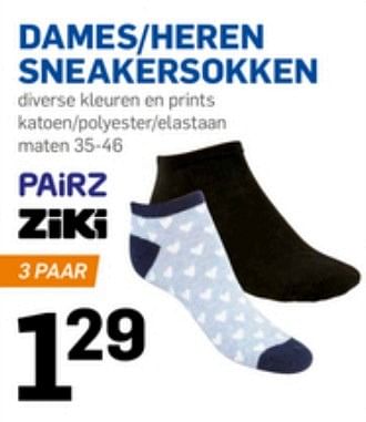 Aanbiedingen Dames-heren sneakersokken - Ziki - Geldig van 04/05/2017 tot 09/05/2017 bij Action