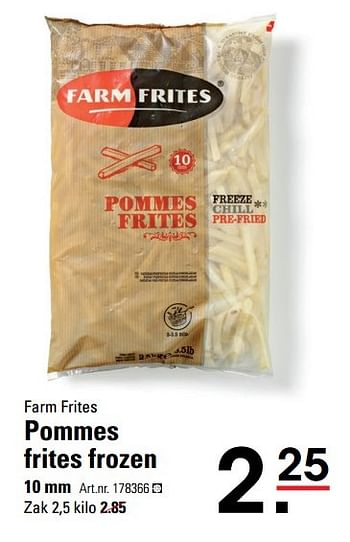 Aanbiedingen Pommes frites frozen - FarmFrites - Geldig van 20/04/2017 tot 08/05/2017 bij Sligro