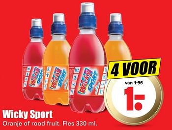 Aanbiedingen Wicky sport oranje of rood fruit - Wicky - Geldig van 07/05/2017 tot 13/05/2017 bij Lekker Doen