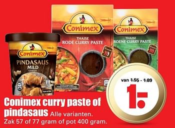 Aanbiedingen Conimex curry paste of pindasaus - Conimex - Geldig van 07/05/2017 tot 13/05/2017 bij Lekker Doen