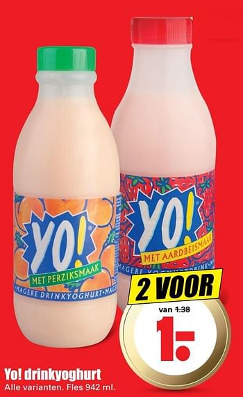 Aanbiedingen Yo! drinkyoghurt - Yo! - Geldig van 07/05/2017 tot 13/05/2017 bij Lekker Doen