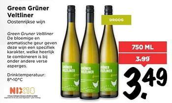 Aanbiedingen Green grüner veltliner - Witte wijnen - Geldig van 07/05/2017 tot 13/05/2017 bij Vomar