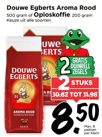 Aanbiedingen Douwe egberts aroma rood oploskoffie - Douwe Egberts - Geldig van 07/05/2017 tot 13/05/2017 bij Vomar