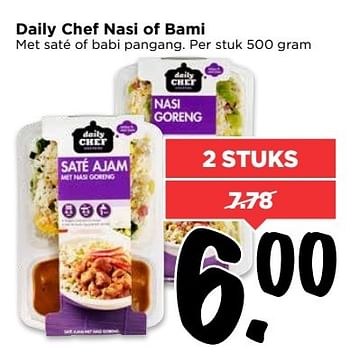 Aanbiedingen Daily chef nasi of bami - Daily chef - Geldig van 07/05/2017 tot 13/05/2017 bij Vomar