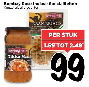 Aanbiedingen Bombay rose indiase specialiteiten - Bombay - Geldig van 07/05/2017 tot 13/05/2017 bij Vomar