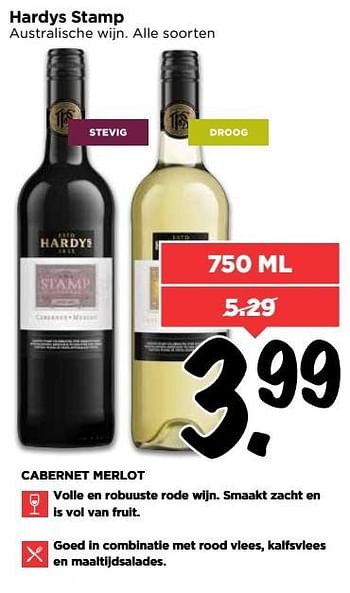 Aanbiedingen Hardys stamp - Rode wijnen - Geldig van 07/05/2017 tot 13/05/2017 bij Vomar