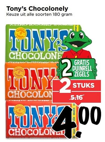 Aanbiedingen Tony`s chocolonely - Tony's - Geldig van 07/05/2017 tot 13/05/2017 bij Vomar