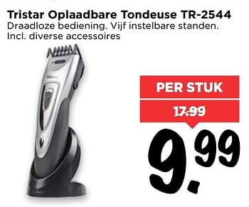 Aanbiedingen Tristar oplaadbare tondeuse tr-2544 - Tristar - Geldig van 07/05/2017 tot 13/05/2017 bij Vomar