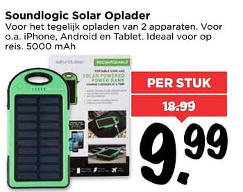 Aanbiedingen Soundlogic solar oplader - SoundLogic - Geldig van 07/05/2017 tot 13/05/2017 bij Vomar