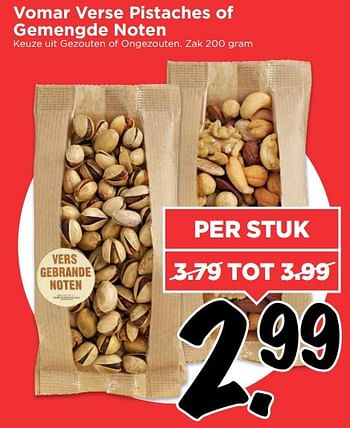 Aanbiedingen Vomar verse pistaches of gemengde noten - Huismerk Vomar - Geldig van 07/05/2017 tot 13/05/2017 bij Vomar