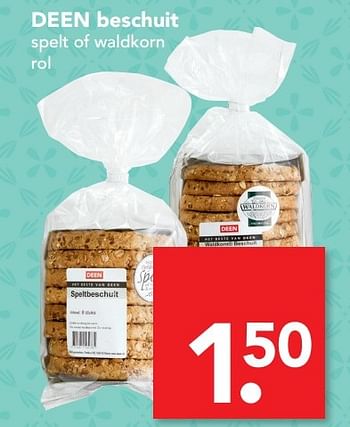 Aanbiedingen Deen beschuit spelt of waldkorn - Huismerk deen supermarkt - Geldig van 07/05/2017 tot 13/05/2017 bij Deen Supermarkten