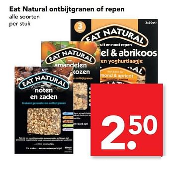 Aanbiedingen Eat natural ontbijtgranen of repen - Eat Natural - Geldig van 07/05/2017 tot 13/05/2017 bij Deen Supermarkten