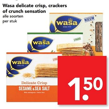 Aanbiedingen Wasa delicate crisp, crackers of crunch sensation - Wasa - Geldig van 07/05/2017 tot 13/05/2017 bij Deen Supermarkten