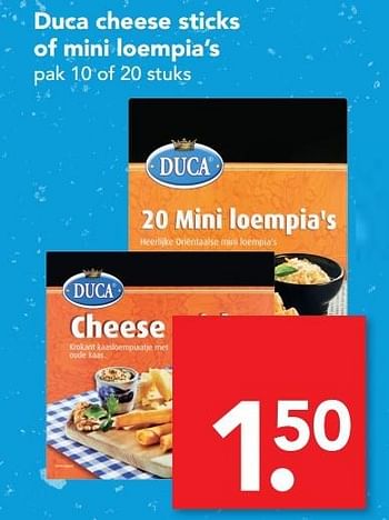 Aanbiedingen Duca cheese sticks of mini loempia`s - Duca - Geldig van 07/05/2017 tot 13/05/2017 bij Deen Supermarkten