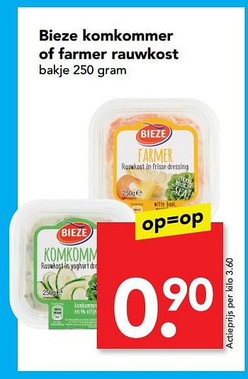 Aanbiedingen Bieze komkommer of farmer rauwkost - Bieze - Geldig van 07/05/2017 tot 13/05/2017 bij Deen Supermarkten