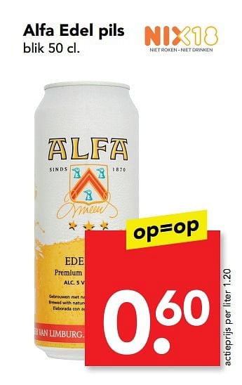 Aanbiedingen Alfa edel pils - Alfa - Geldig van 07/05/2017 tot 13/05/2017 bij Deen Supermarkten