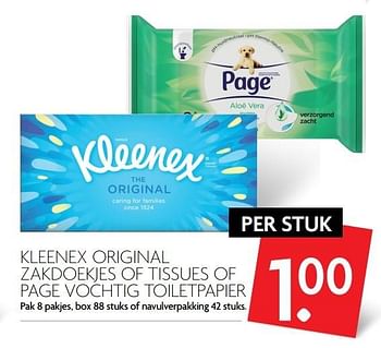 Aanbiedingen Kleenex original zakdoekjes of tissues of page vochtig toiletpapier - Kleenex - Geldig van 07/05/2017 tot 13/05/2017 bij Deka Markt