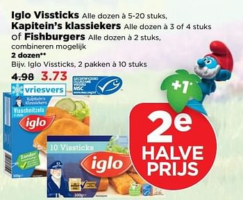 Aanbiedingen Iglo vissticks kapitein`s klassiekers of fishburgers - Iglo - Geldig van 07/05/2017 tot 13/05/2017 bij Plus
