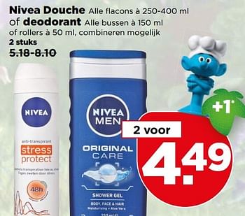 Aanbiedingen Nivea douche of deodorant - Nivea - Geldig van 07/05/2017 tot 13/05/2017 bij Plus