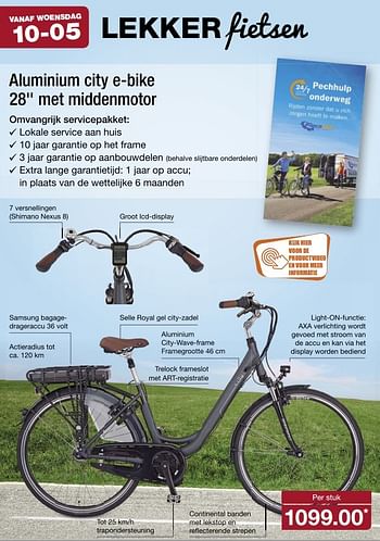 Aanbiedingen Aluminium city e-bike met middenmotor - Huismerk - Aldi - Geldig van 08/05/2017 tot 13/05/2017 bij Aldi