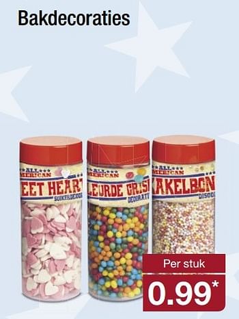 Aanbiedingen Bakdecoraties - All American - Geldig van 08/05/2017 tot 13/05/2017 bij Aldi