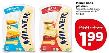 Aanbiedingen Milner kaas plakken - Milner - Geldig van 07/05/2017 tot 13/05/2017 bij Plus