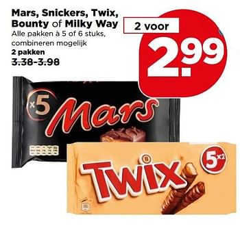 Aanbiedingen Mars, snickers, twix, bounty of milky way - Mars Snacks - Geldig van 07/05/2017 tot 13/05/2017 bij Plus