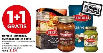 Aanbiedingen Bertolli pastasaus carbonara - Bertolli - Geldig van 07/05/2017 tot 13/05/2017 bij Plus