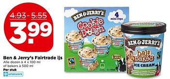 Aanbiedingen Ben + jerry`s fairtrade ijs - Ben&amp;Jerry's - Geldig van 07/05/2017 tot 13/05/2017 bij Plus