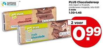 Aanbiedingen Plus chocoladereep - Huismerk - Plus - Geldig van 07/05/2017 tot 13/05/2017 bij Plus