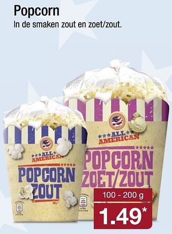 Aanbiedingen Popcorn - All American - Geldig van 08/05/2017 tot 13/05/2017 bij Aldi