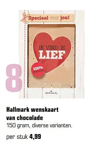 Aanbiedingen Hallmark wenskaart van chocolade - Huismerk - Primera - Geldig van 23/04/2017 tot 14/05/2017 bij Primera
