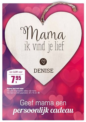Aanbiedingen Houten hart met naam - Huismerk - Primera - Geldig van 23/04/2017 tot 14/05/2017 bij Primera