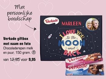 Aanbiedingen Verkade giftbox met naam en foto chocoladerepen melk en puur - Verkade - Geldig van 23/04/2017 tot 14/05/2017 bij Primera