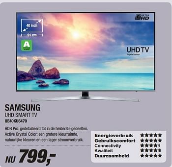 Aanbiedingen Samsung uhd smart tv ue40ku6470 - Samsung - Geldig van 01/05/2017 tot 14/05/2017 bij Electro World
