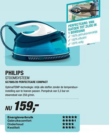 Aanbiedingen Philips stoomsysteem gc7805-20 perfectcare compact - Philips - Geldig van 01/05/2017 tot 14/05/2017 bij Electro World