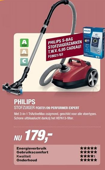 Aanbiedingen Philips stofzuiger fc8721-09 performer expert - Philips - Geldig van 01/05/2017 tot 14/05/2017 bij Electro World